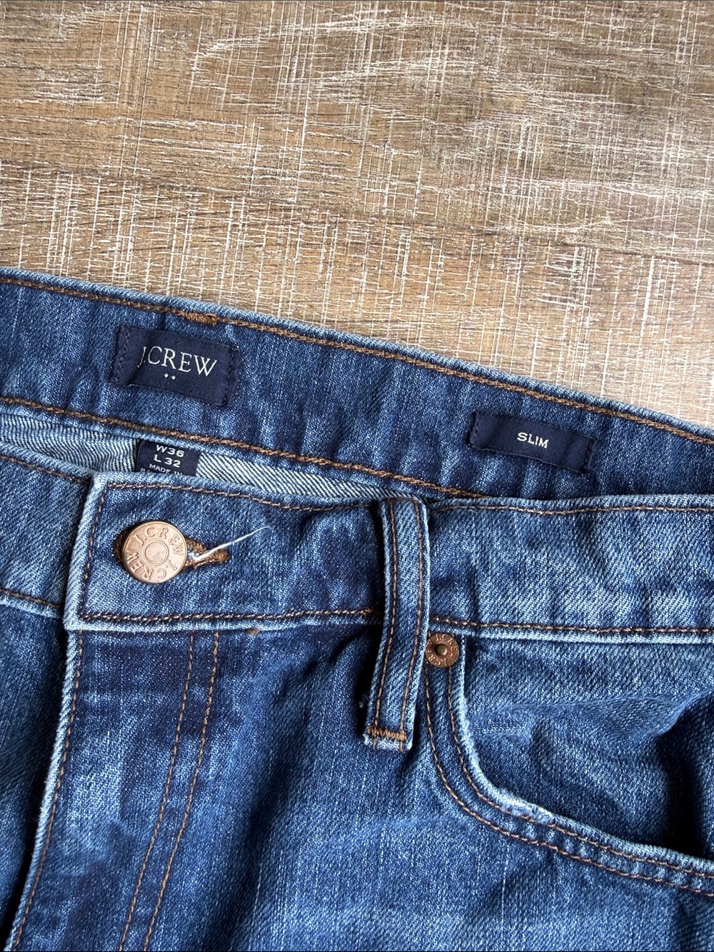 J. Crew Men's Straight-Leg Indigo Denim Jeans - Picture 2 of 4